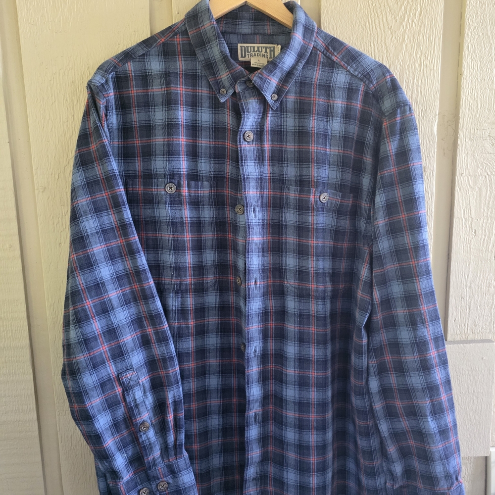 Duluth Trading Co Men's Blue Plaid Shirt